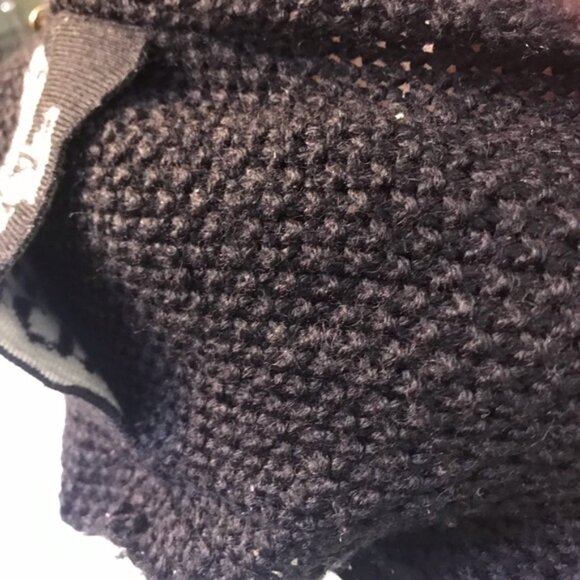 Juicy Couture NEW Knit Scarf Logo Gold Buttons Soft Warm Black White Rectangle - Picture 5 of 14